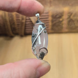 Lavender Moss Agate Pendant – Black Inclusions in Sterling Silver