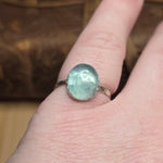 Big Blue Aquamarine Ring sz 9 – Hammered Sterling Silver