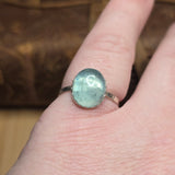 Big Blue Aquamarine Ring sz 9 – Hammered Sterling Silver
