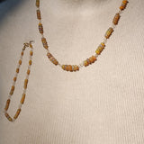 Precious Opal Handmade Chain and Bracelet Set in 14kt Yellow Gold Fill