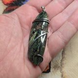 Green Fossil Wood Pendant – Sterling Silver - Oregon Jasper Replacement Petrified Wood