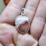 Natural Pink Rhodochrosite Pendant in Sterling Silver