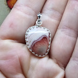 Natural Pink Rhodochrosite Pendant in Sterling Silver
