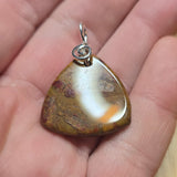 Double Sided Gold and Red Moss Agate Pendant in Sterling Silver