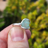 Seafoam Green Aquamarine Ring sz 5.5 – Sterling Silver Natural Crystal