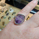 Double Terminated Hourglass Amethyst Crystal Ring in Sterling Silver Sz 8.5