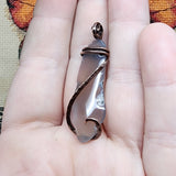 Grey Agate Freeform Pendant in Hammered Copper