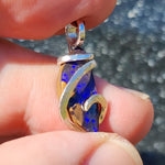 Boulder Opal Pendant Sterling Silver - Indigo Base with Blue + Violet Fire