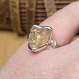 Oregon Sunstone Ring sz 8.5 Sterling Silver – Pink Center with Light Schiller