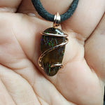 Australian Boulder Opal Pendant in 14kt Rose Gold Filled - Rainbow Peekaboo