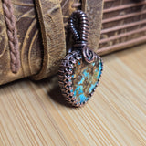 Nevada Turquoise Pendant - Copper Gallery Wire Wrap