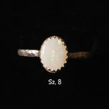 Oval Australian Precious Opal Ring in Sterling Silver Various Sizes