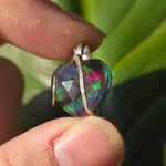 Aurora Opal Dark Heart Pendant – Sterling Silver Pendant