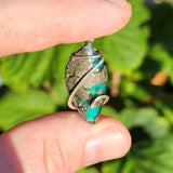 Marcasite Chalcedony on Caribbean Green Aurora Opal – Sterling Silver Pendant