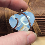 White Sky Plume Agate Heart Pendant – Recycled Copper