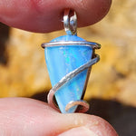 Boulder Opal Pendant - Sterling Silver Striped Ribbons of Color