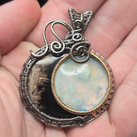 Sun + Moon Eclipse Pendant - Sterling Silver 14kt Gold Fill Pendant