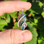 Marcasite Chalcedony on Caribbean Green Aurora Opal – Sterling Silver Pendant