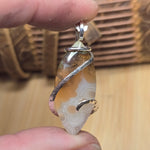 Golden Tube + Moss Carnelian Agate Pendant – Sterling Silver