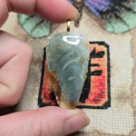 Owyhee Jasper Pendant – Translucent Sage Green Teardrop