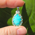 Turquoise Pendant Robin Egg Blue - Sterling Leaf Setting - Rock Your World 