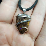 Australian Boulder Opal Pendant in Sterling Silver with Blue Flash