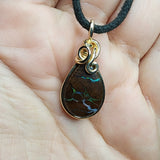 Australian Boulder Opal Pendant in 14kt Yellow Gold Filled - Double Sided