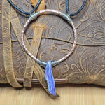 Charoite Pendant Hammered Copper Silver Fill - Adjustable Necklace