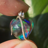Aurora Opal Dark Heart Pendant – Sterling Silver Pendant