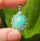 Kingman Turquoise Pendant – 23ct Estate Stone - Sterling Silver Claw Embrace - Rock Your World 