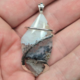 Dendritic Quartz & Common Opal Pendant – Winter Ridge in Sterling Silver