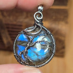 Labradorite Moon Spooky Tree of Life Pendant – Oxidized Sterling Silver