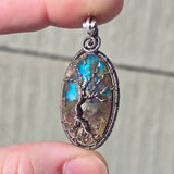 Tree of Life Pendant – Aurora Opal + Moss Agate Doublet in Sterling Silver
