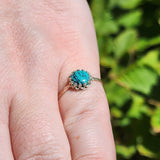 Natural Turquoise Ring sz 8 – Bright Blue Cab with Dramatic Black Matrix Sterling Silver