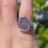 Raw Iolite Crystal Ring sz 6.5 Sterling Silver – Blue to Grey Pleochroic Shift