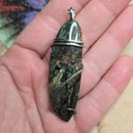 Green Fossil Wood Pendant – Sterling Silver - Oregon Jasper Replacement Petrified Wood