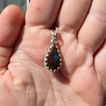 Shimmering Drop Boulder Opal Pendant in Sterling Silver