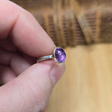 Soft Violet Amethyst Ring sz 5 – Hammered Sterling