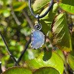 UV-Reactive Lavender Moon Quartz Pendant – 7ct Handmade in Antiqued Sterling Silver