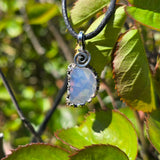 UV-Reactive Lavender Moon Quartz Pendant – 7ct Handmade in Antiqued Sterling Silver