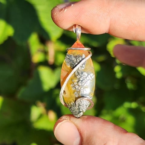 Golden Marcasite Carnelian Pendant – Ombre Flame in Sterling Silver