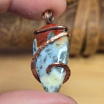 Fiery Common Opal Pendant Marcasite Inclusions - Copper Wrapped