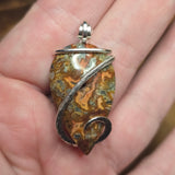 Marcasite Agate Pendant – Fire Vein with Crystal Cave in Sterling Silver