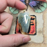 Owyhee Jasper Pendant – Translucent Sage Green Teardrop