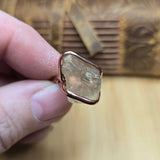 Raw Oregon Sunstone Crystal Ring Sz 6.5 in Copper