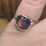 Aurora Opal Ring sz 8.5 – Lab-Grown Doublet in Sterling Silver
