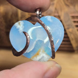 White Sky Plume Agate Heart Pendant – Recycled Copper