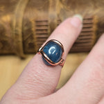 Aquamarine Copper Ring Size 6.5 – Deep Blue Cabochon