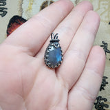 Aqua Blue Faceted Labradorite Antiqued Sterling Silver Pendant