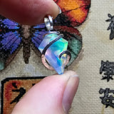 Faceted Rainbow Aurora Opal Pendant In Hammered Sterling Silver with 20 Inch Chain - Rock Your World 